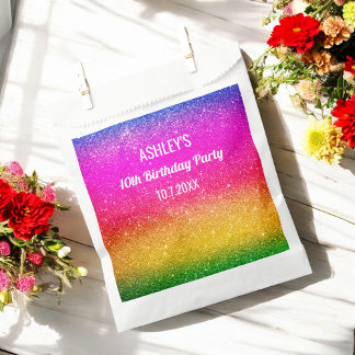 Regenbogen-Funkel-Rosa-Gelb-Grüne-Geschenktüten Geschenktütchen