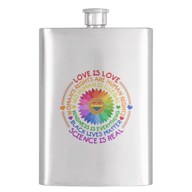 Regenbogen für Flora und Fauna Politische und sozi Flachmann (Vorderseite)