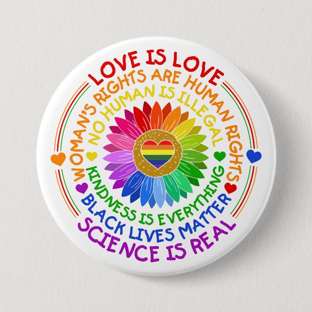 Regenbogen für Flora und Fauna Politischer und soz Button (Vorderseite)