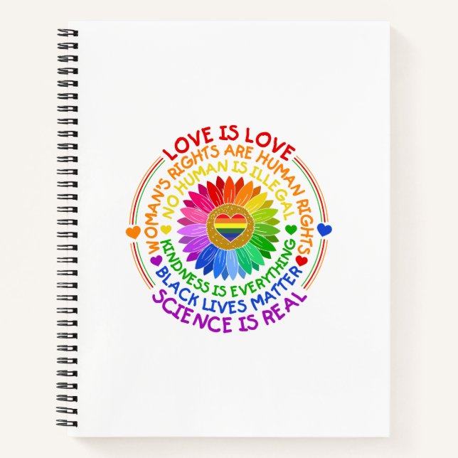 Regenbogen für Flora und Fauna Politischer und soz Notizbuch (Vorderseite)