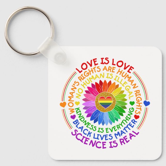 Regenbogen für Flora und Fauna Politischer und soz Schlüsselanhänger (Vorderseite)