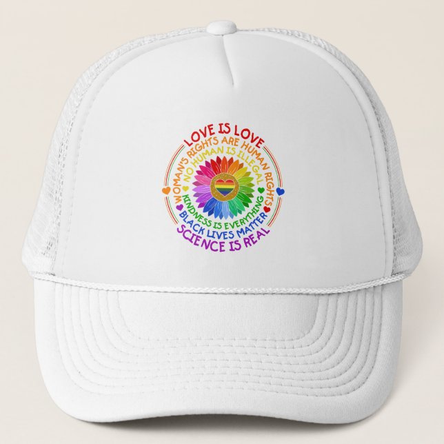 Regenbogen für Flora und Fauna Politischer und soz Truckerkappe (Vorderseite)