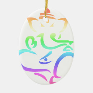 Regenbogen Ganesha Keramikornament
