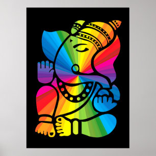Regenbogen Ganesha Poster
