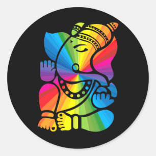 Regenbogen Ganesha Runder Aufkleber