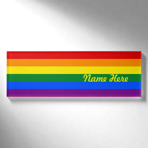 Regenbogen-Gay Pride-Flagge Namenschild