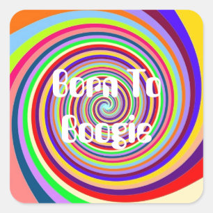 Regenbogen Geboren zu Boogie psychedelischer Süß Quadratischer Aufkleber