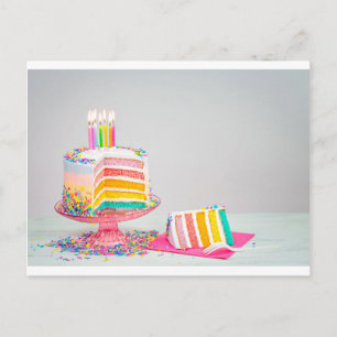 Regenbogen-Geburtstagskuchen Postkarte