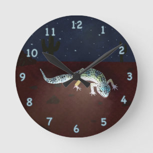Regenbogen-Gecko Runde Wanduhr