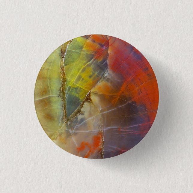 Regenbogen-gefärbtes versteinertes Holz Button (Vorderseite)