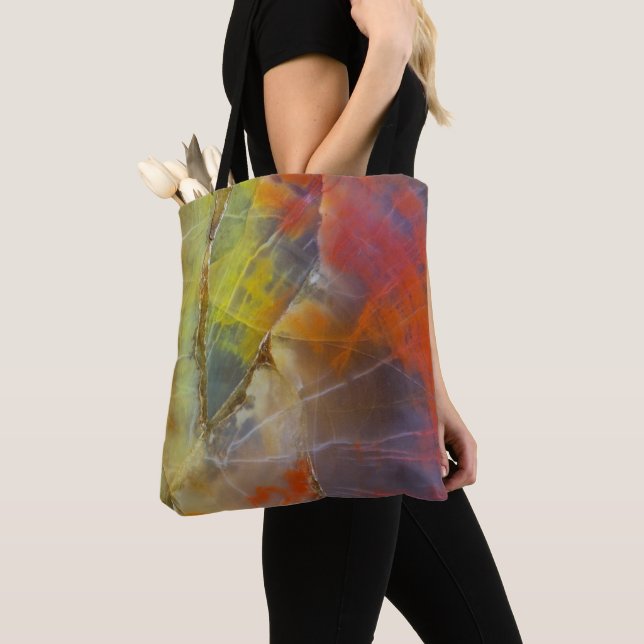 Regenbogen-gefärbtes versteinertes Holz Tasche (Von Nahem)