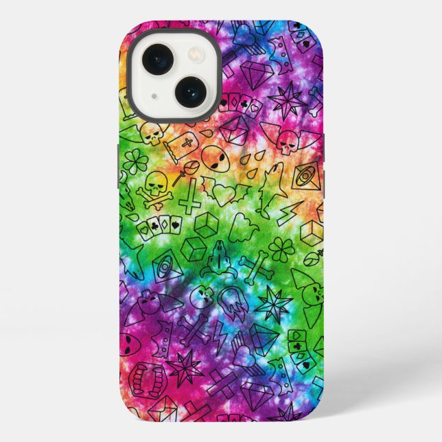 Regenbogen-Gekritzel iPhone Hülle (Rückseite)