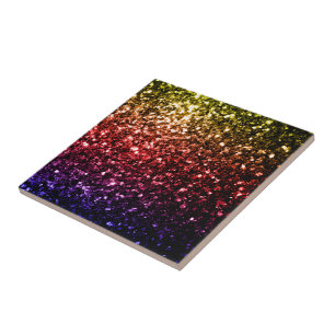 Regenbogen Gelb Rot Lila falscher Glitter funkelt Fliese