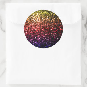 Regenbogen gelb rot lila falscher Glitter funkelt Runder Aufkleber