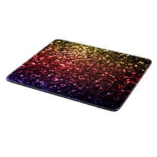 Regenbogen Gelb Rot Lila falscher Glitter Glanz Schneidebrett
