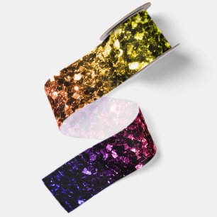 Regenbogen gelb rot violett falscher Glitter funke Satinband