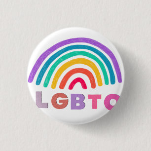 Regenbogen gemalt mit Schrift LGBTQ Button