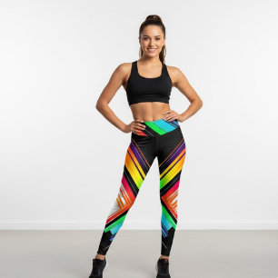 Regenbogen-Geometrie-Druck Hohe Taille Leggings