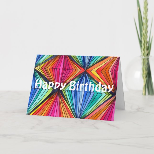 Regenbogen-geometrisches OPkunst-alles Gute zum Karte (Vorderseite)