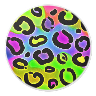 Regenbogen Gepard Leopard Druck Bunt Hell Keramikknauf