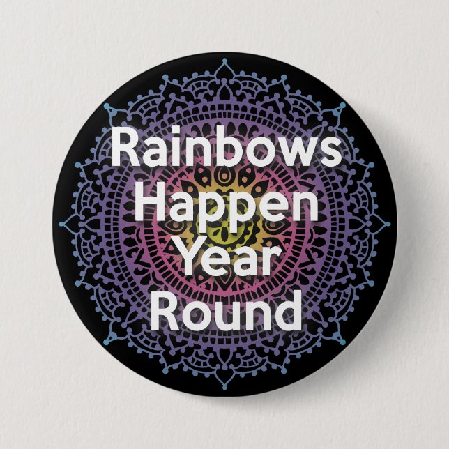 Regenbogen geschehen Jahr-runder Knopf Button (Vorderseite)