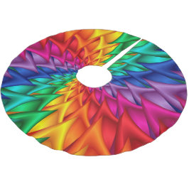 Regenbogen-gewundener Dornen-Baum-Rock Polyester Weihnachtsbaumdecke