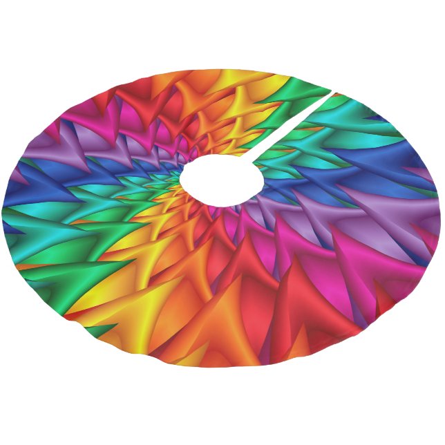Regenbogen-gewundener Dornen-Baum-Rock Polyester Weihnachtsbaumdecke (Schrägansicht)