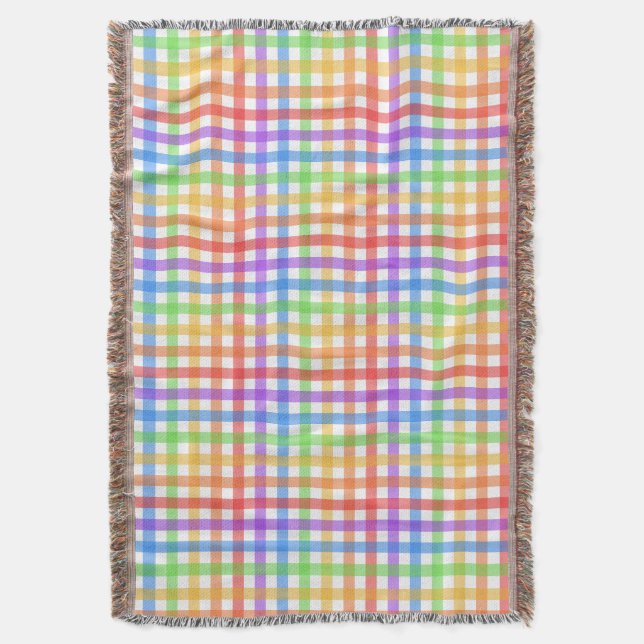 Regenbogen-Gingham-Karo geometrisches Muster Decke (Vorderseite Vertikal)