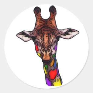Regenbogen-Giraffen-Aufkleber Runder Aufkleber