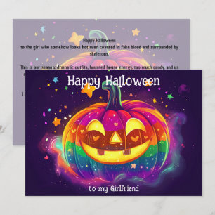 🌈🎃Regenbogen-Glanz-Kürbis-Karte Einladung