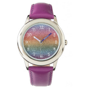 Regenbogen-Glitter Armbanduhr