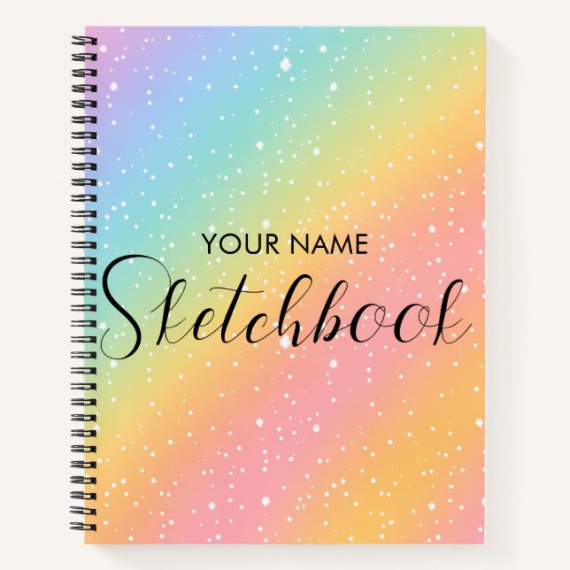 Regenbogen Glitter Farbverlauf Kinder Skizzenbuch  Notizbuch (Vorderseite)
