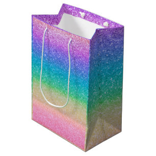 Regenbogen Glitter Funkeln Hübsche Geburtstagsfeie Mittlere Geschenktüte