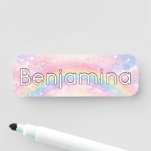 Regenbogen Glitter Funkelnde Wolke Schule Namensschild
