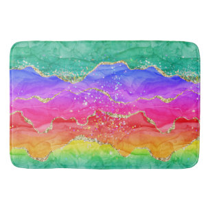 Regenbogen Glitter Gold Achat Badematte