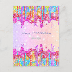 Regenbogen-Glitter-helle Farbe Glanz zum Geburtsta Postkarte