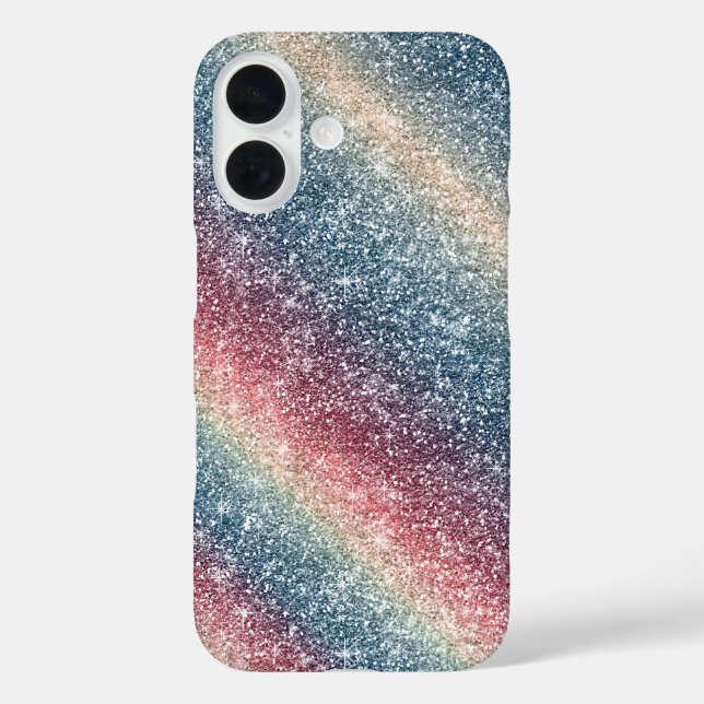 Regenbogen Glitter  iPhone 16 Hülle (Rückseite)