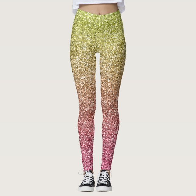 Regenbogen Glitter  Leggings (Vorderseite)