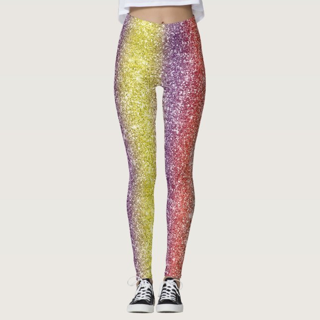 Regenbogen Glitter  Leggings (Vorderseite)