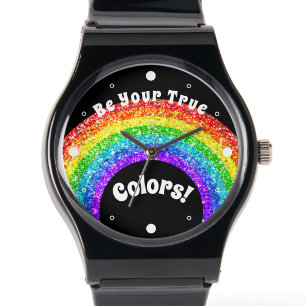 Regenbogen Glitter Stolz LGBT sei deine wahre Farb Armbanduhr