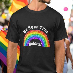 Regenbogen Glitter Stolz LGBT sei deine wahre Farb T-Shirt