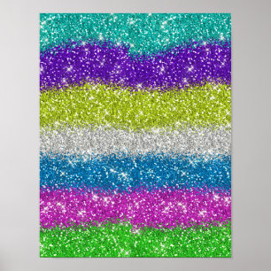 Regenbogen-Glitter-Streifen Poster