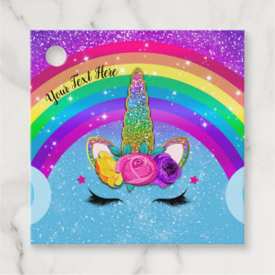 Regenbogen Glitzer Einhorn Horn Gesicht Party Geschenkanhänger