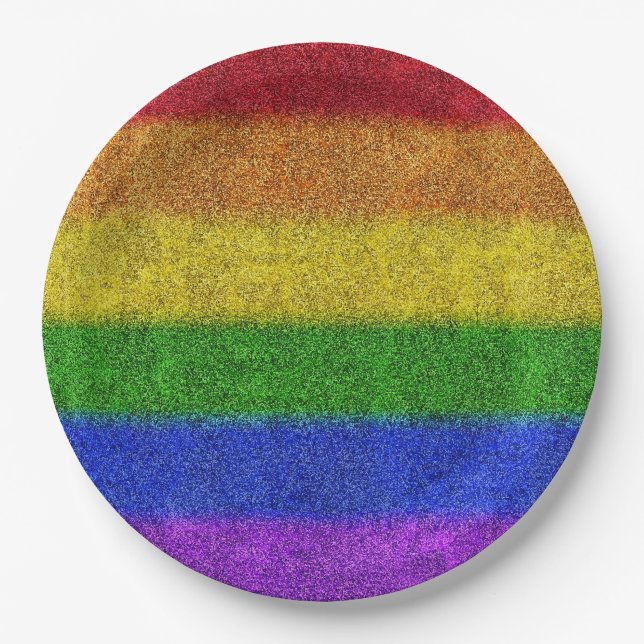 Regenbogen-Glitzer Gradient Pappteller (Vorderseite)
