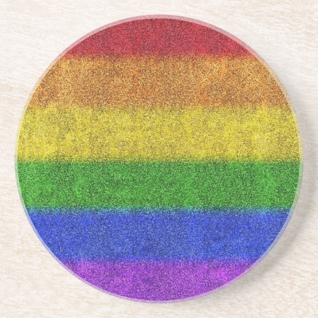 Regenbogen-Glitzer Gradient Sandstein Untersetzer (Vorne)