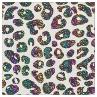 Regenbogen-Glitzer-Leopard-Druck-Gewebe Stoff