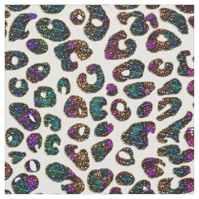 Regenbogen-Glitzer-Leopard-Druck-Gewebe Stoff (Nahaufnahme)