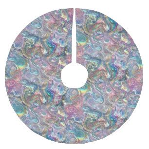 Regenbogen-Glitzer-Marmor-ganz eigenhändig Polyester Weihnachtsbaumdecke