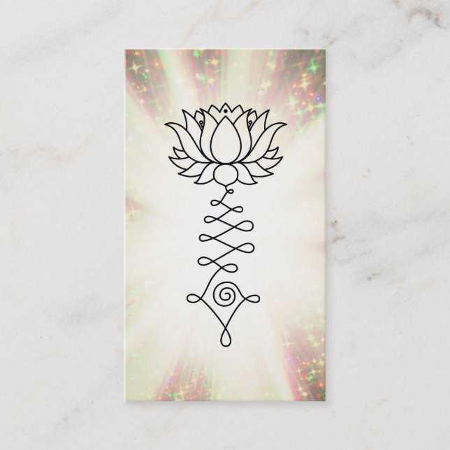 *~* Regenbogen-Glitzern Reiki Healing Energy Lotus Visitenkarte (Vorderseite)