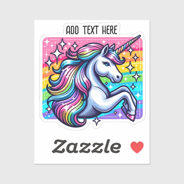 Regenbogen-Glitzern und Magisches Einhorn Personal Aufkleber (Blatt)